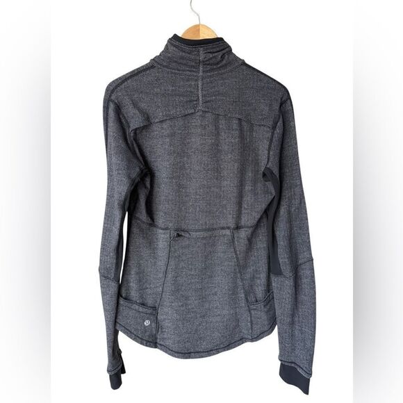 Lululemon Base Runner 1/2 Zip Heathered Herringbone Black Size 10 - Picture 9 of 12